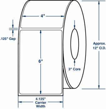 Compulabel 530818 Compulabel 530818 4" x 6" Non-Perforated MEGA Roll Direct Thermal Labels