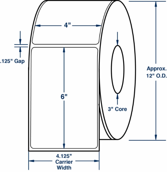 Compulabel 530818 4" x 6" Non-Perforated MEGA Roll Direct Thermal Labels