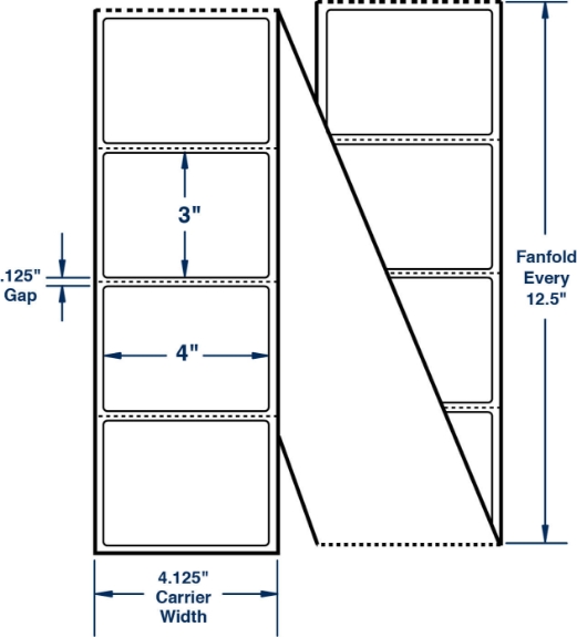 Compulabel 520207 4" x 3" Fanfold Direct Thermal Labels