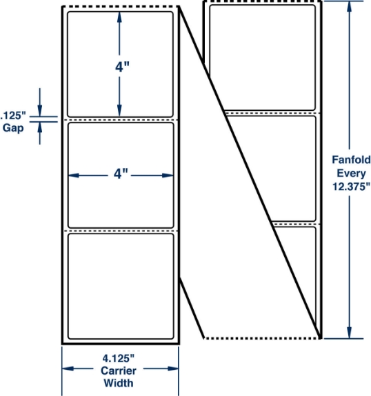 Compulabel 520218 4" x 4" Fanfold Direct Thermal Labels