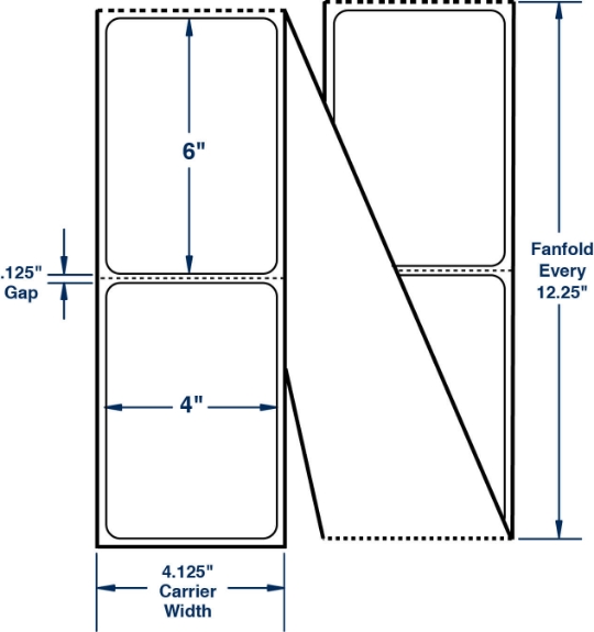 Compulabel 520007 4" x 6" Fanfold Direct Thermal Labels