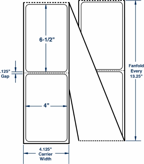 Compulabel 520053 4" x 6-1/2" Fanfold Direct Thermal Labels