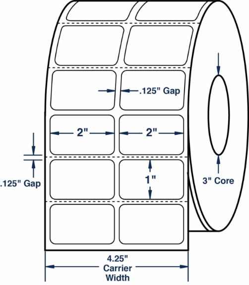 Compulabel 620166 2" x 1" Thermal Transfer Labels