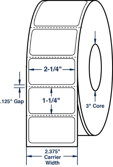 Compulabel 623024 2-1/4" x 1-1/4" Thermal Transfer Labels