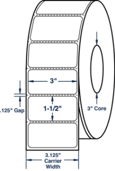 Compulabel 620188 Compulabel 620188 3" x 1-1/2" Thermal Transfer Labels