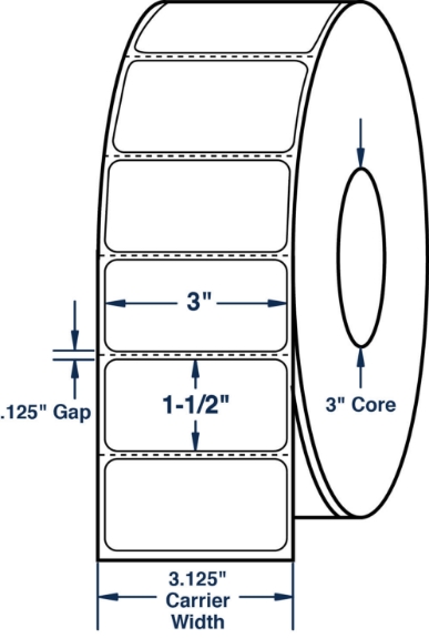 Compulabel 620188 3" x 1-1/2" Thermal Transfer Labels