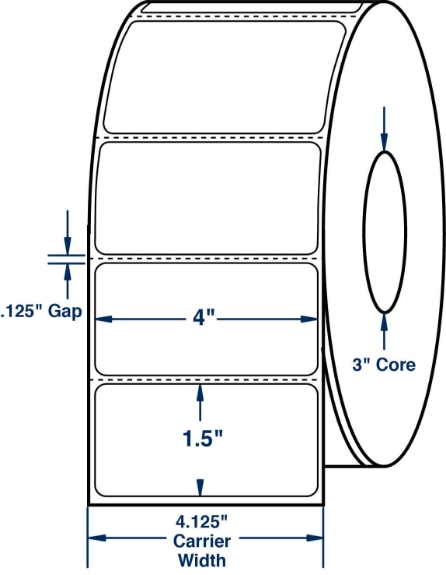 Compulabel 620223 4" x 1-1/2" Thermal Transfer Labels