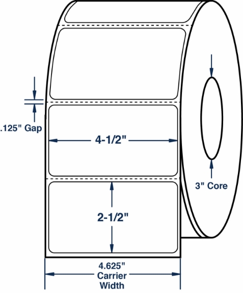 Compulabel 620921 4-1/2" x 2-1/2" Thermal Transfer Labels