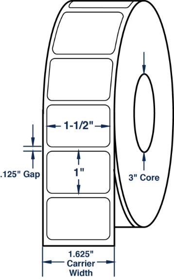 Compulabel 620032 1-1/2" x 1" Non-Perforated Thermal Transfer Labels