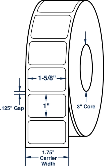 Compulabel 620054 1-5/8" x 1" Non-Perforated Thermal Transfer Labels