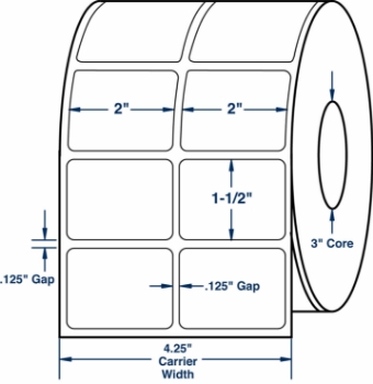 Compulabel 620245 Compulabel 620245 2" x 1-1/2" Non-Perforated Thermal Transfer Labels