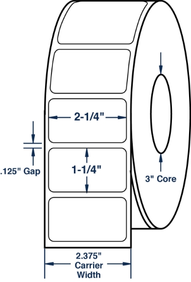 Compulabel 620133 2-1/4" x 1-1/4" Non-Perforated Thermal Transfer Labels