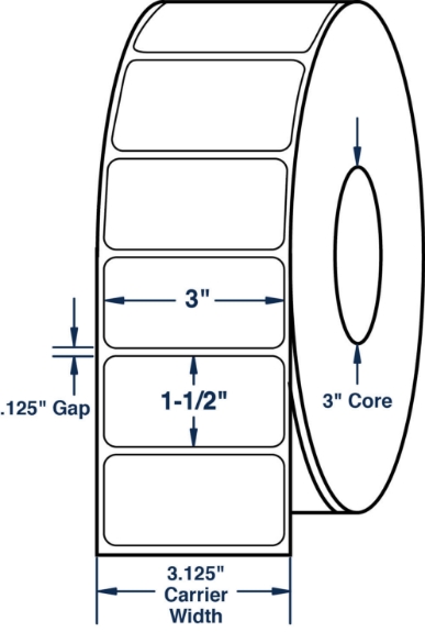 Compulabel 623046 3" x 1-1/2" Non-Perforated Thermal Transfer Labels