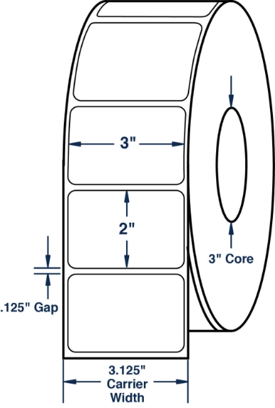 Compulabel 620201 3" x 2" Non-Perforated Thermal Transfer Labels