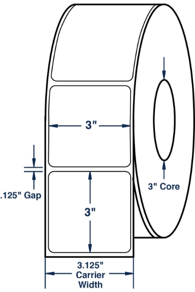 Compulabel 620256 3" x 3" Non-Perforated Thermal Transfer Labels