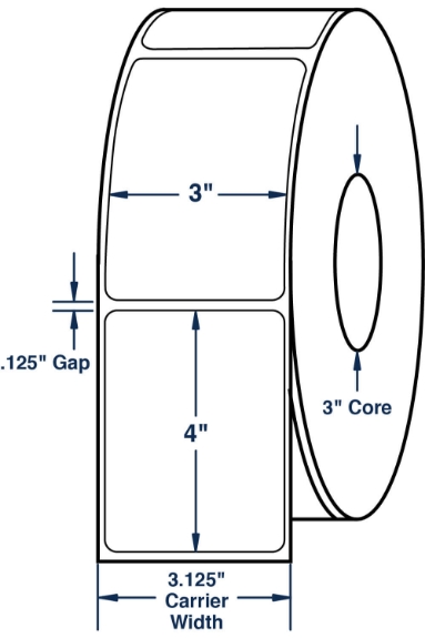 Compulabel 623068 3" x 4" Non-Perforated Thermal Transfer Labels