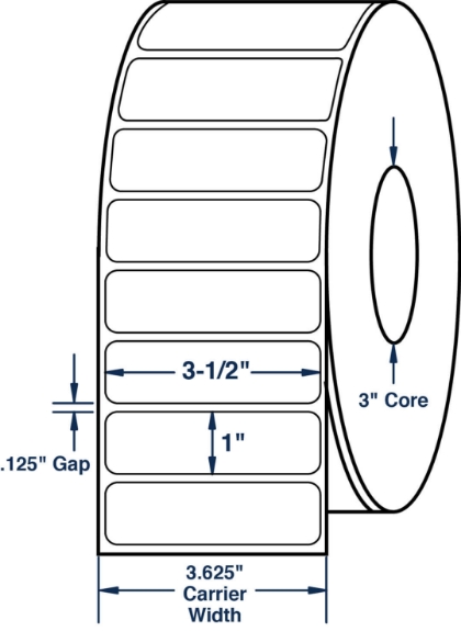 Compulabel 620357 3-1/2" x 1" Non-Perforated Thermal Transfer Labels