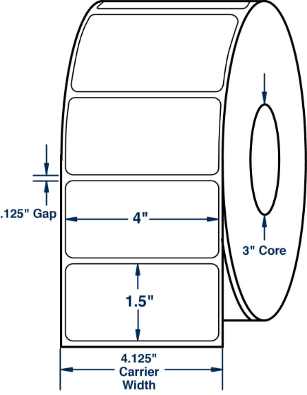 Compulabel 620234 4" x 1-1/2" Non-Perforated Thermal Transfer Labels