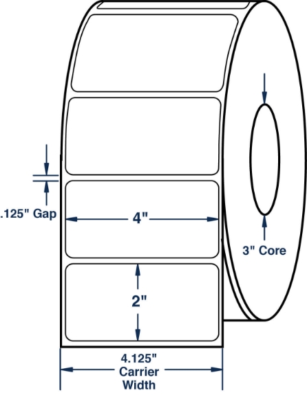 Compulabel 620458 4" x 2" Non-Perforated Thermal Transfer Labels