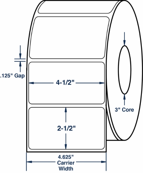 Compulabel 623103 4-1/2" x 2-1/2" Non-Perforated Thermal Transfer Labels