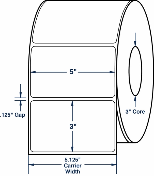 Compulabel 623114 5" x 3" Non-Perforated Thermal Transfer Labels