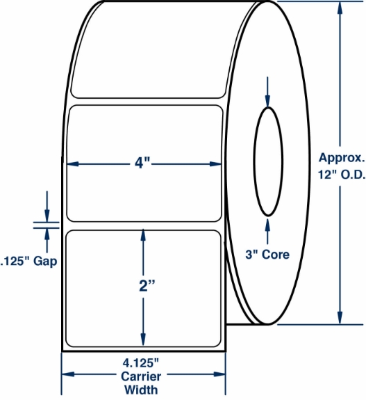 Compulabel 623171 4" x 2" Non-Perforated MEGA Roll Thermal Transfer Labels