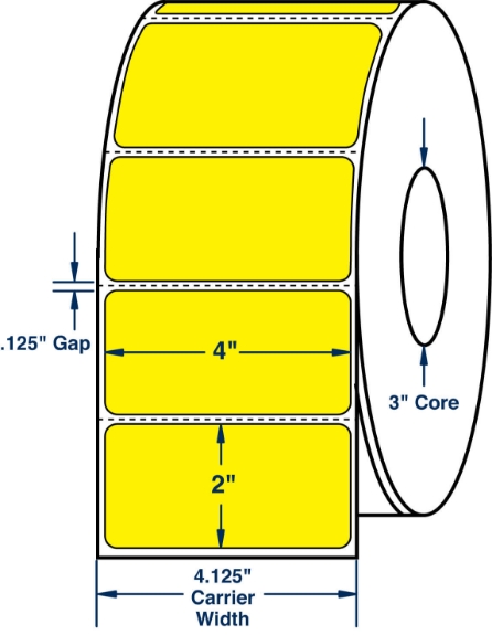 Compulabel 640256 4" x 2" Pantone Yellow Thermal Transfer Labels