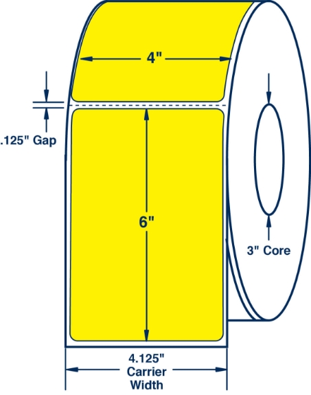 Compulabel 610124 4" x 6" Pantone Yellow Thermal Transfer Labels