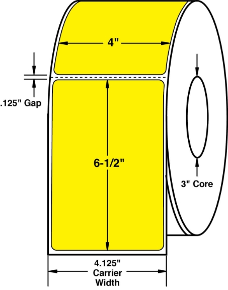 Compulabel 640607 4" x 6-1/2" Pantone Yellow Thermal Transfer Labels