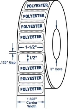 Compulabel 649506 Compulabel 649506 1-1/2" x 1/2" Gloss Polyester Thermal Transfer Labels