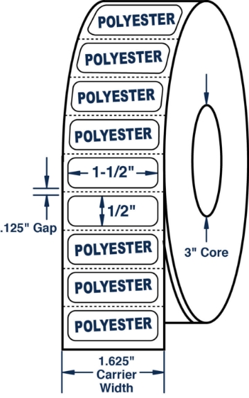 Compulabel 649506 1-1/2" x 1/2" Gloss Polyester Thermal Transfer Labels