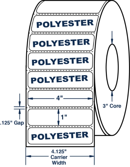 Compulabel 649530 4" x 1" Gloss Polyester Thermal Transfer Labels