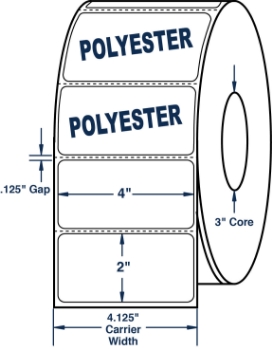 Compulabel 649541 Compulabel 649541 4" x 2" Gloss Polyester Thermal Transfer Labels
