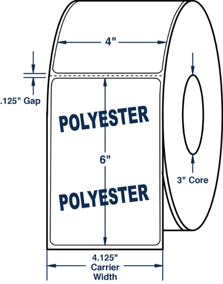 Compulabel 649552 4" x 6" Gloss Polyester Thermal Transfer Labels