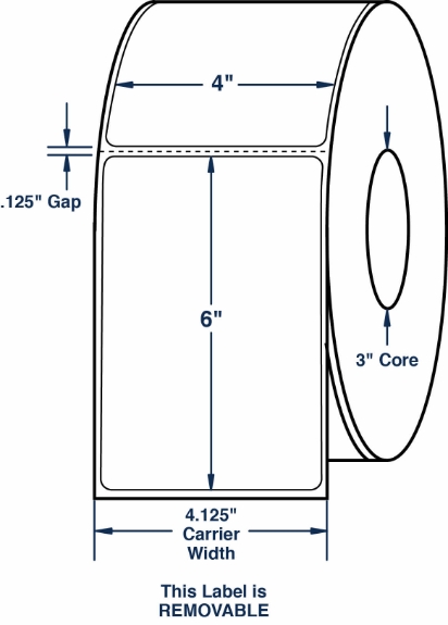 Compulabel 642508 4" x 6" Removable Thermal Transfer Labels