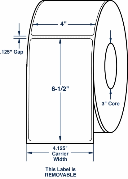 Compulabel 642600 4" x 6-1/2" Removable Thermal Transfer Labels