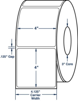 Compulabel 640735 Compulabel 640735 4" x 4" Non-Perforated Aggressive Adhesive Thermal Transfer Labels