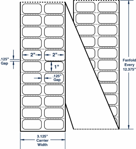 Compulabel 670206 2" x 1" Fanfold Thermal Transfer Labels