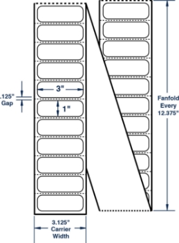 Compulabel 670353 Compulabel 670353 3" x 1" Fanfold Thermal Transfer Labels