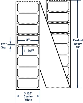 Compulabel 670454 Compulabel 670454 3" x 1-1/2" Fanfold Thermal Transfer Labels