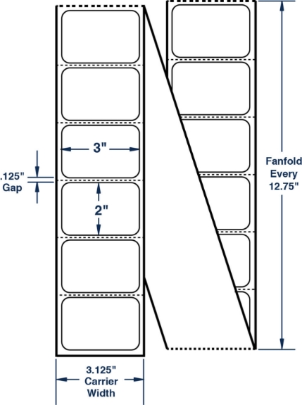 Compulabel 670487 3" x 2" Fanfold Thermal Transfer Labels