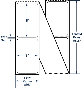 Compulabel 670555 Compulabel 670555 3" x 5" Fanfold Thermal Transfer Labels