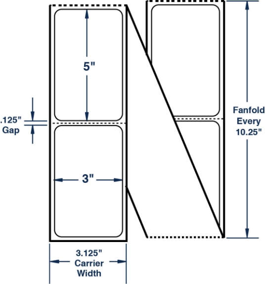 Compulabel 670555 3" x 5" Fanfold Thermal Transfer Labels