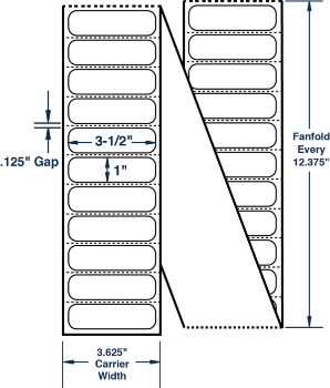 Compulabel 670656 Compulabel 670656 3-1/2" x 1" Fanfold Thermal Transfer Labels