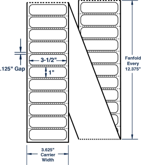 Compulabel 670656 3-1/2" x 1" Fanfold Thermal Transfer Labels