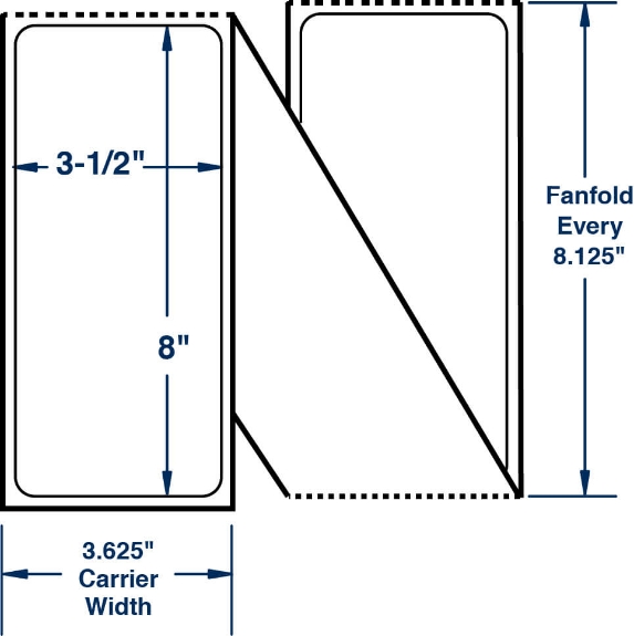 Compulabel 670757 3-1/2" x 8" Fanfold Thermal Transfer Labels