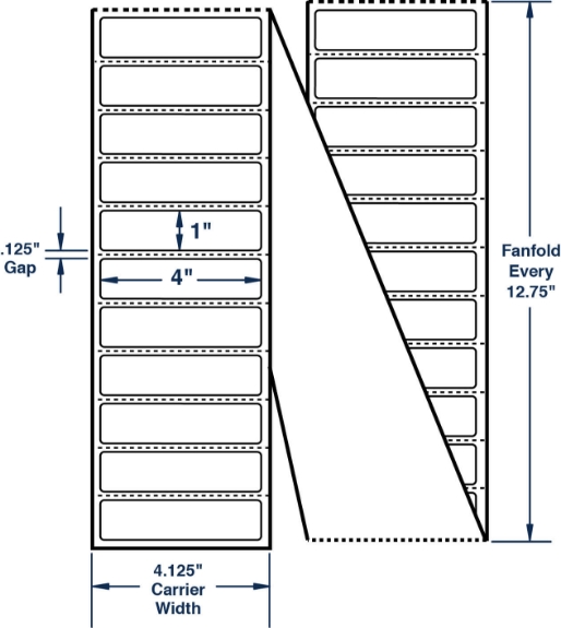 Compulabel 670803 4" x 1" Fanfold Thermal Transfer Labels