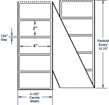 Compulabel 670050 Compulabel 670050 4" x 2" Fanfold Thermal Transfer Labels
