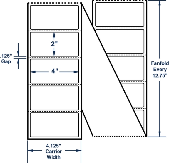 Compulabel 670050 4" x 2" Fanfold Thermal Transfer Labels