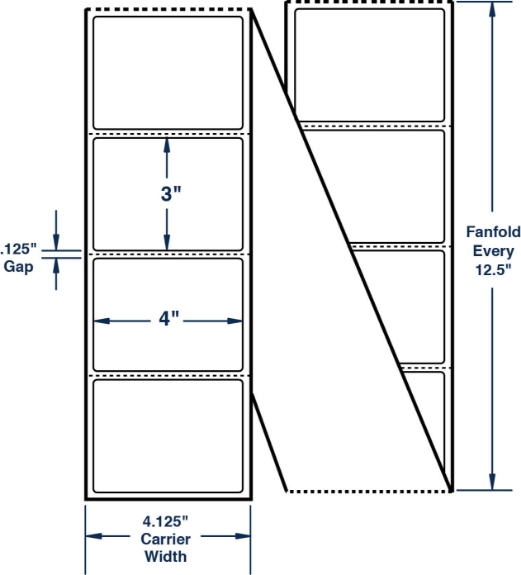 Compulabel 670072 4" x 3" Fanfold Thermal Transfer Labels